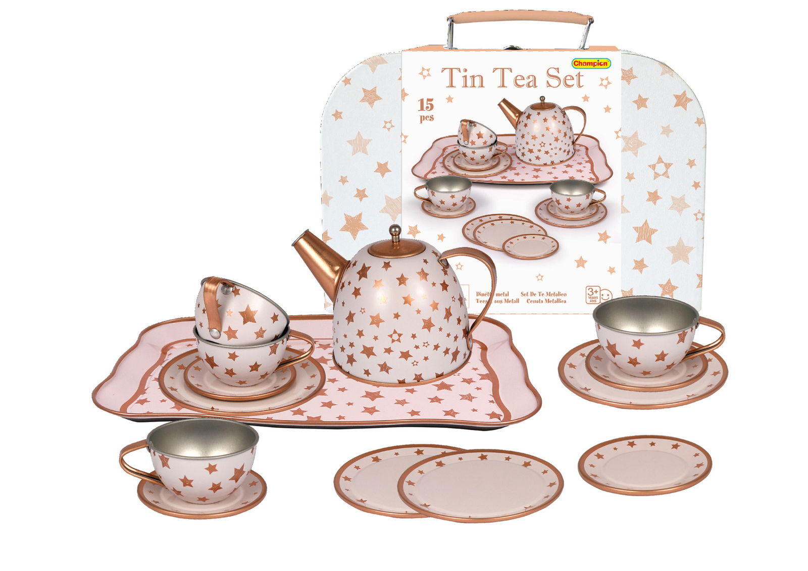 Kids Tin Tea Set in Box Gold Star